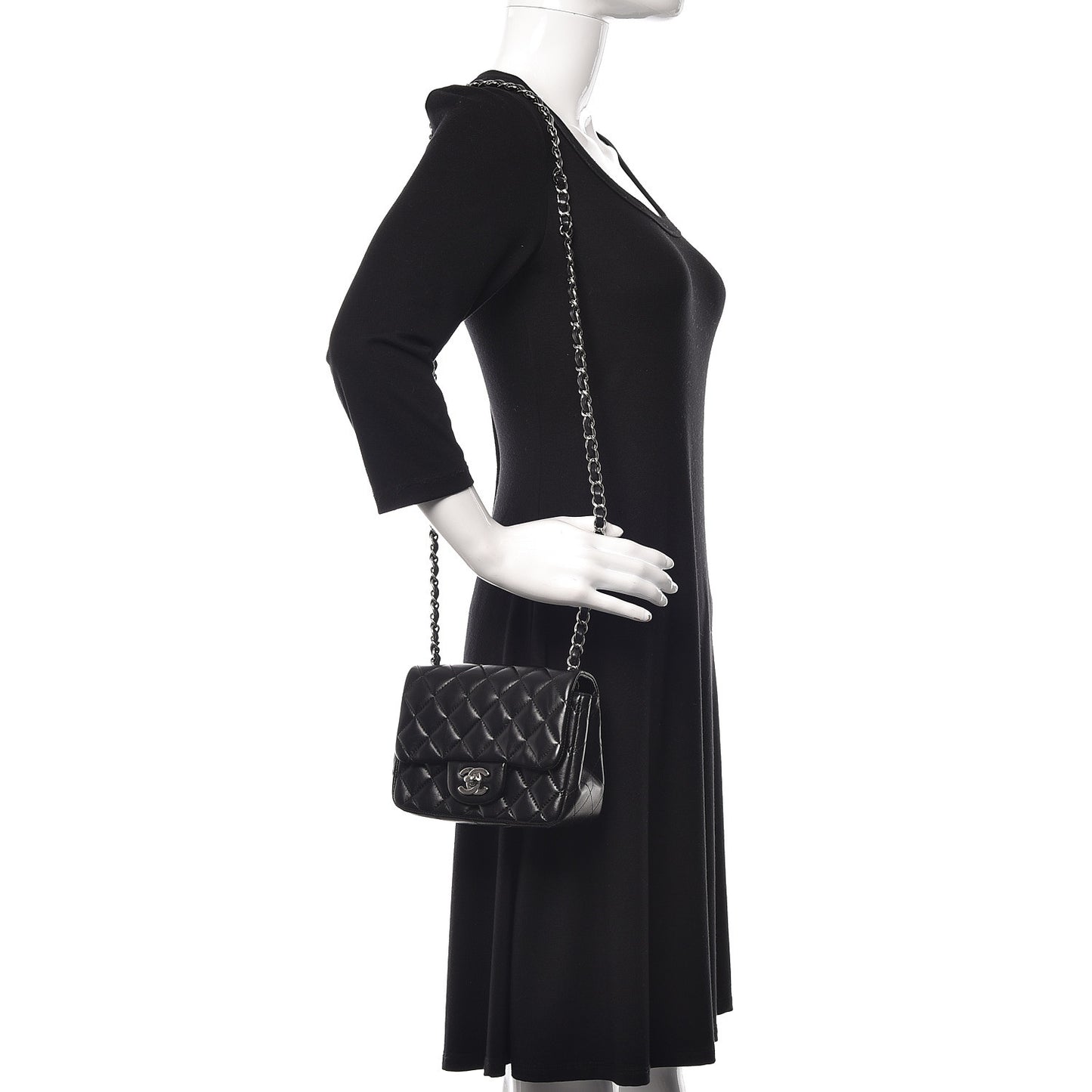 Lambskin Quilted Mini Square Flap Black