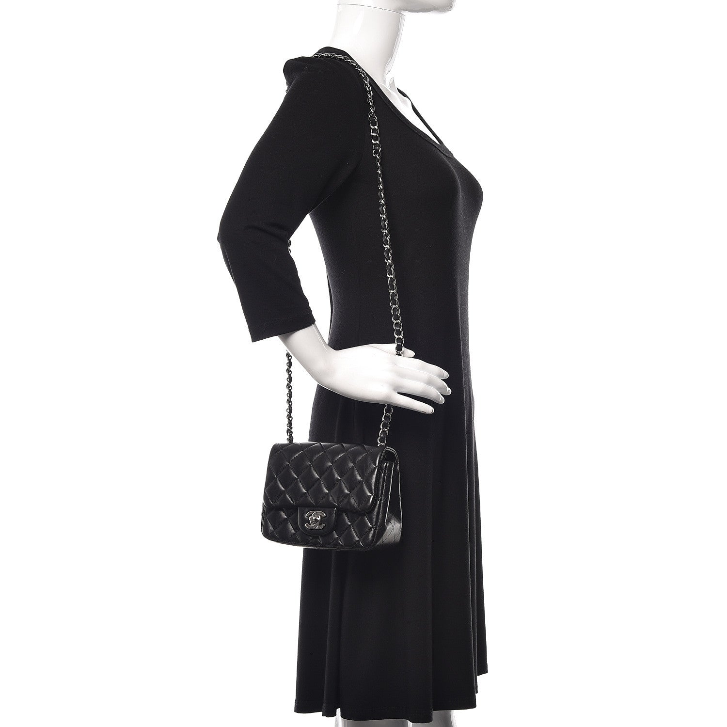Chanel Lambskin Quilted Mini Square Flap Black 2 of 15