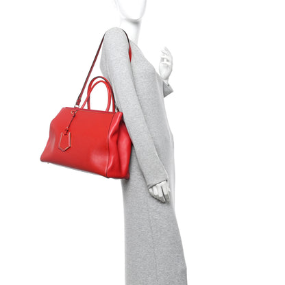 Fendi Vitello Elite Flamingo Regular 2Jours Tote Rosso Fiamma 2 of 16