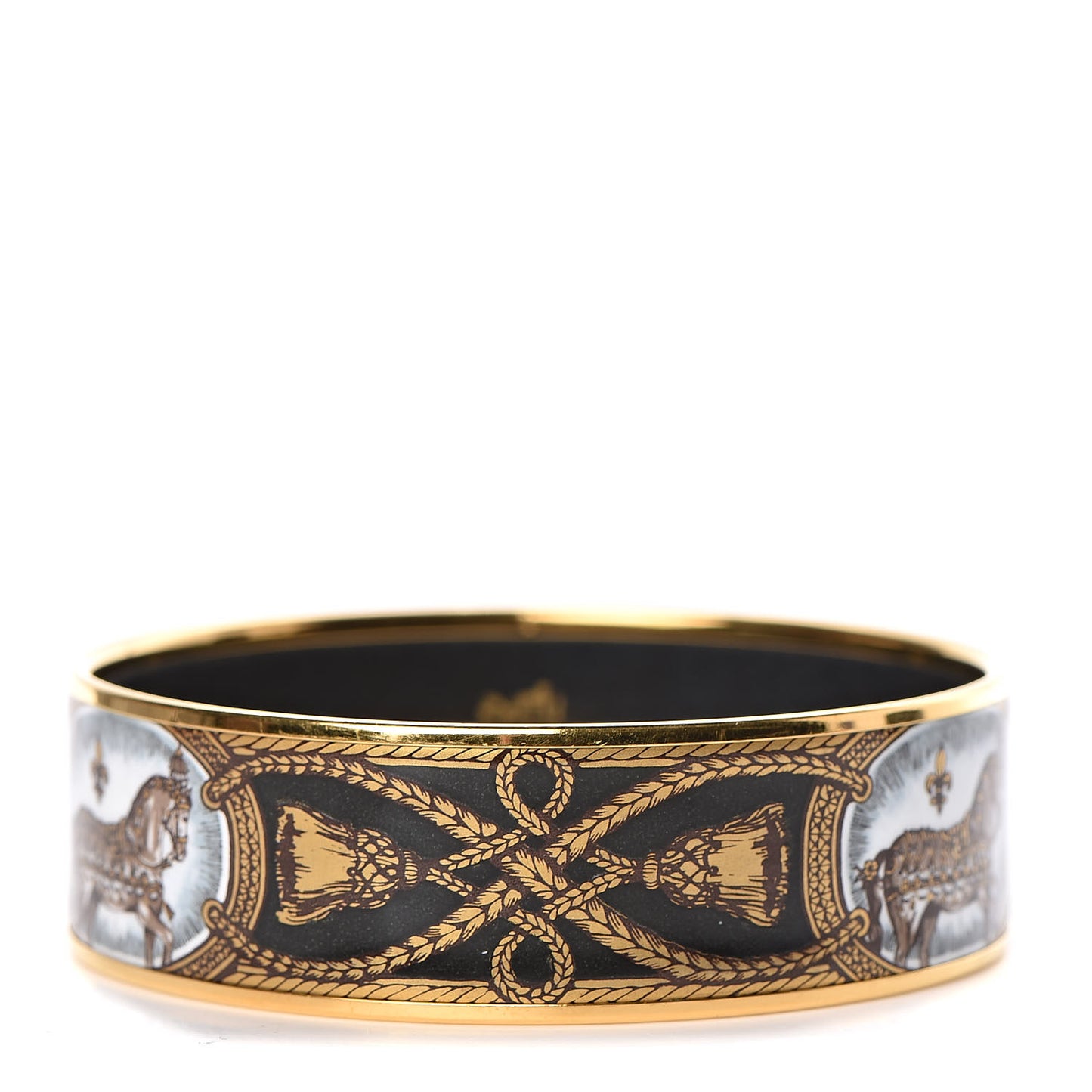 Enamel Printed Wide Grand Apparat Bracelet 70 Black