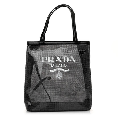 Prada Sequin Rete Paillettes Small Tote Bag Black 1 of 11