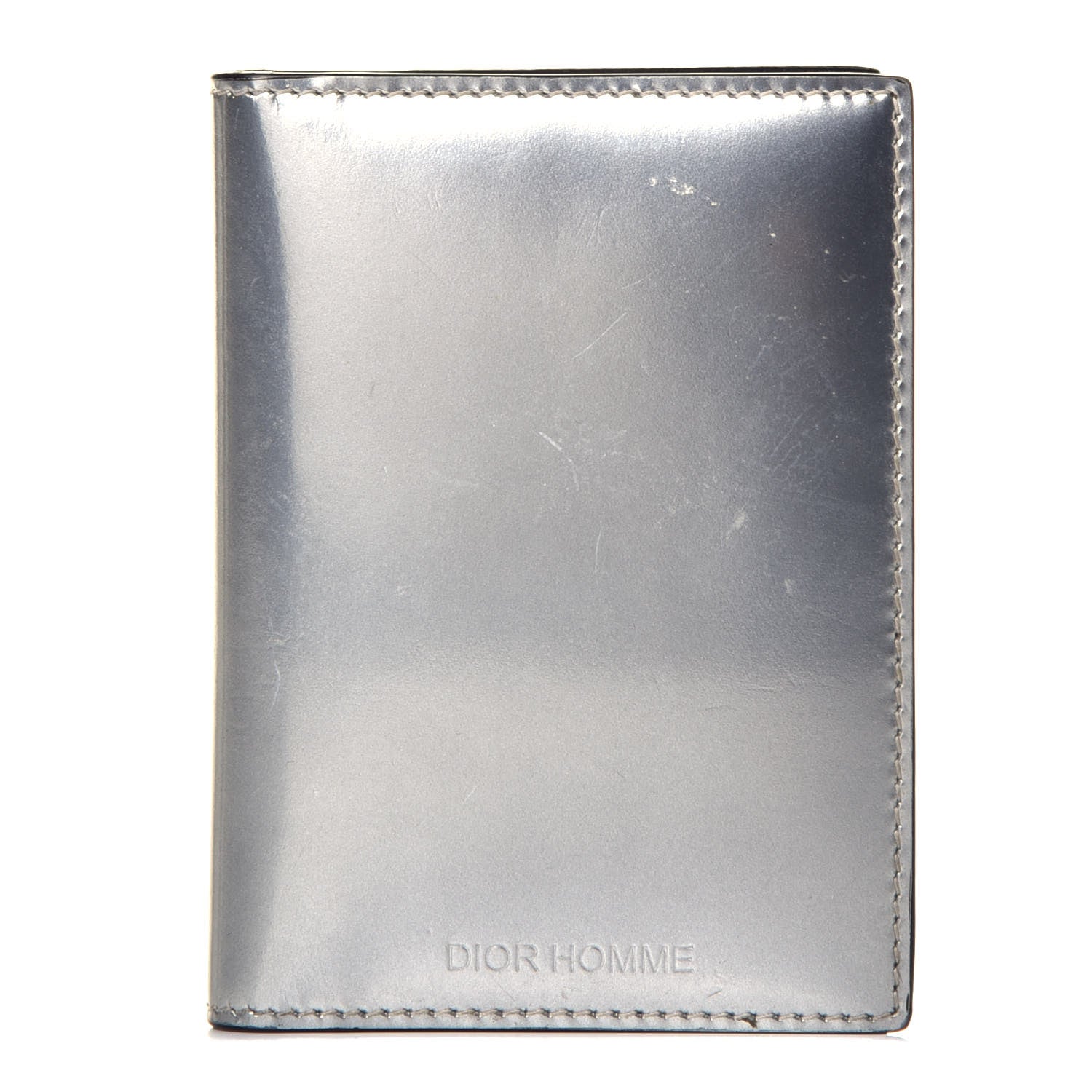Christian Dior HOMME Metallic Calfskin Bi-Fold Card Holder Silver 1 of 7