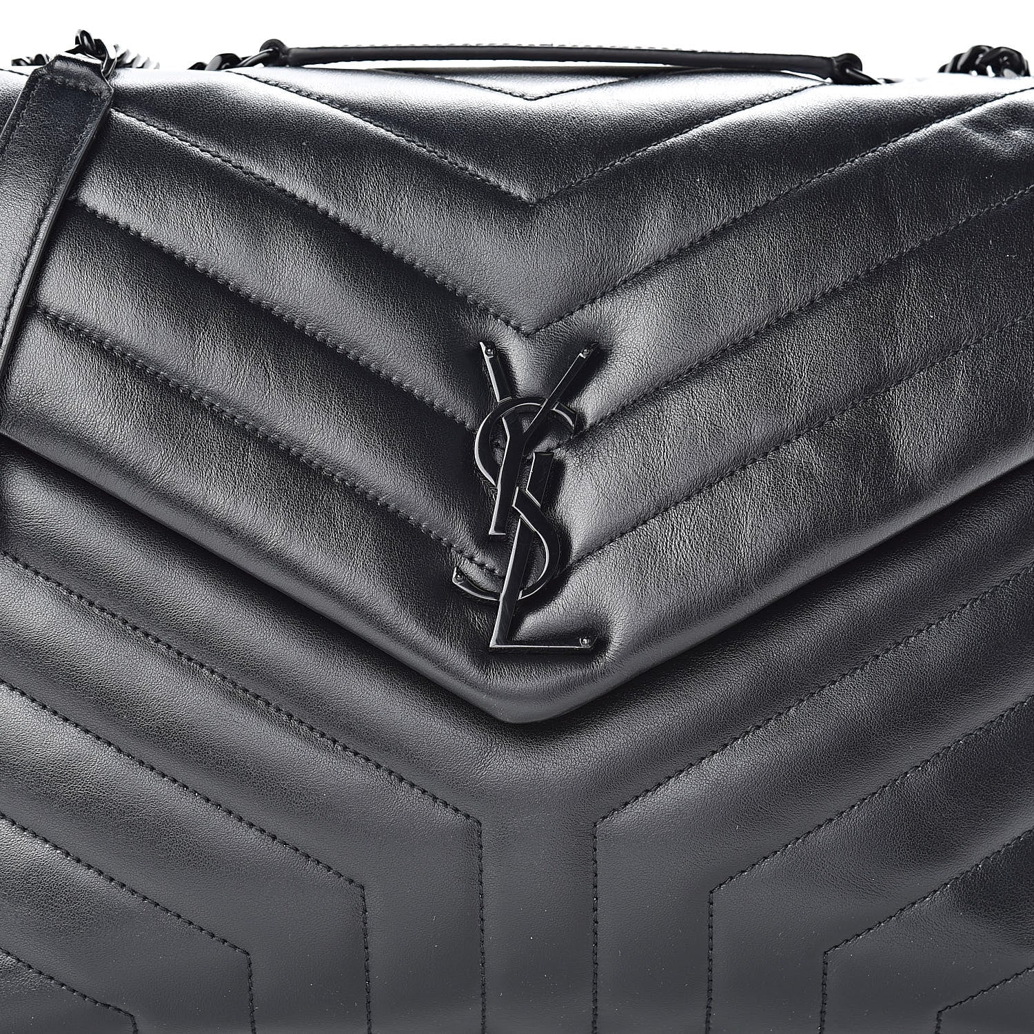 Saint Laurent Calfskin Y Quilted Monogram Medium Loulou Chain Satchel Black 9 of 11