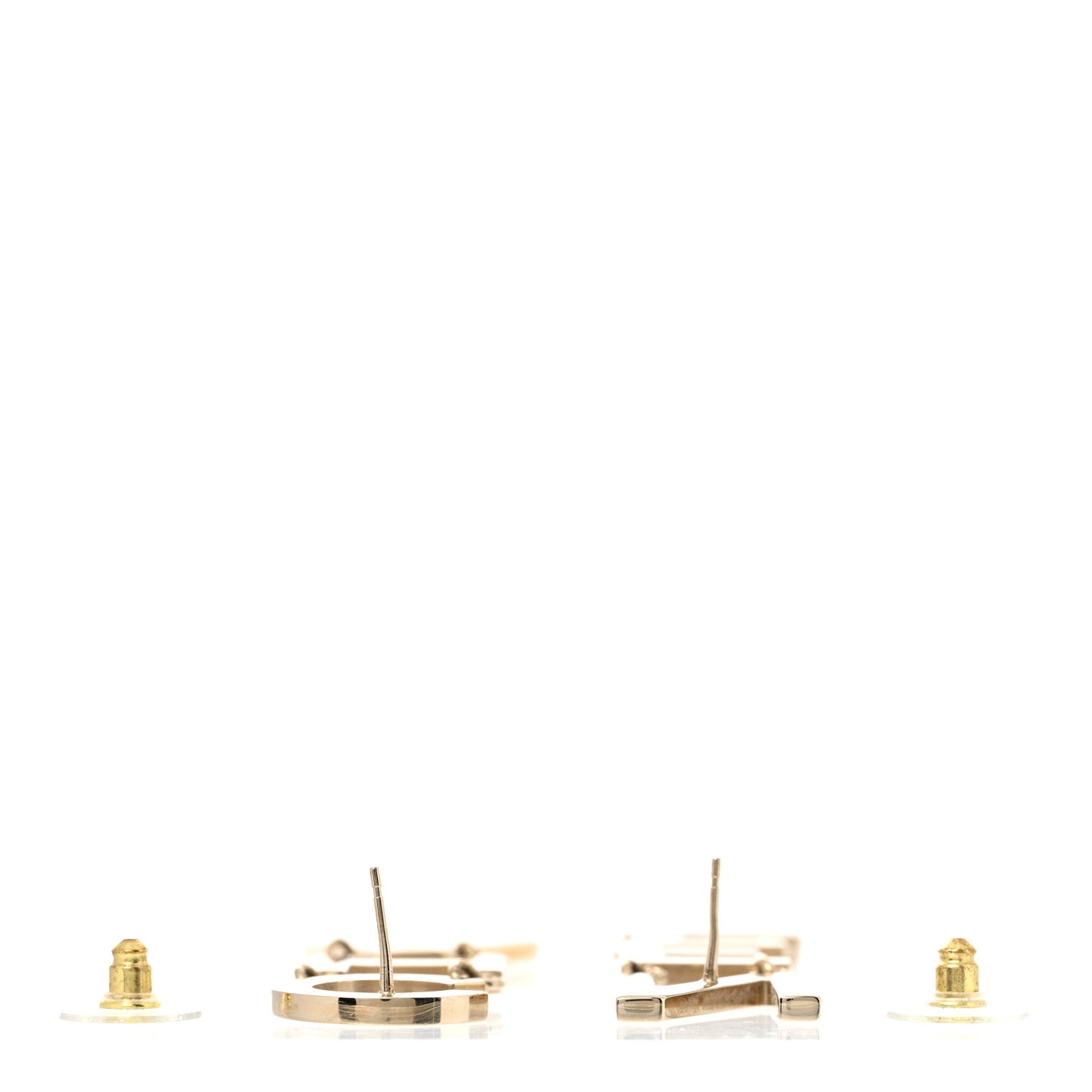 Metal Cha-Nel Logo Drop Earrings Gold