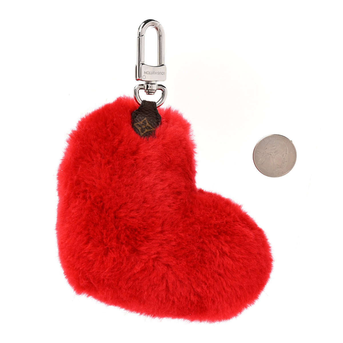 Louis Vuitton Velvet LV Lucky Heart Bag Charm Red 2 of 3