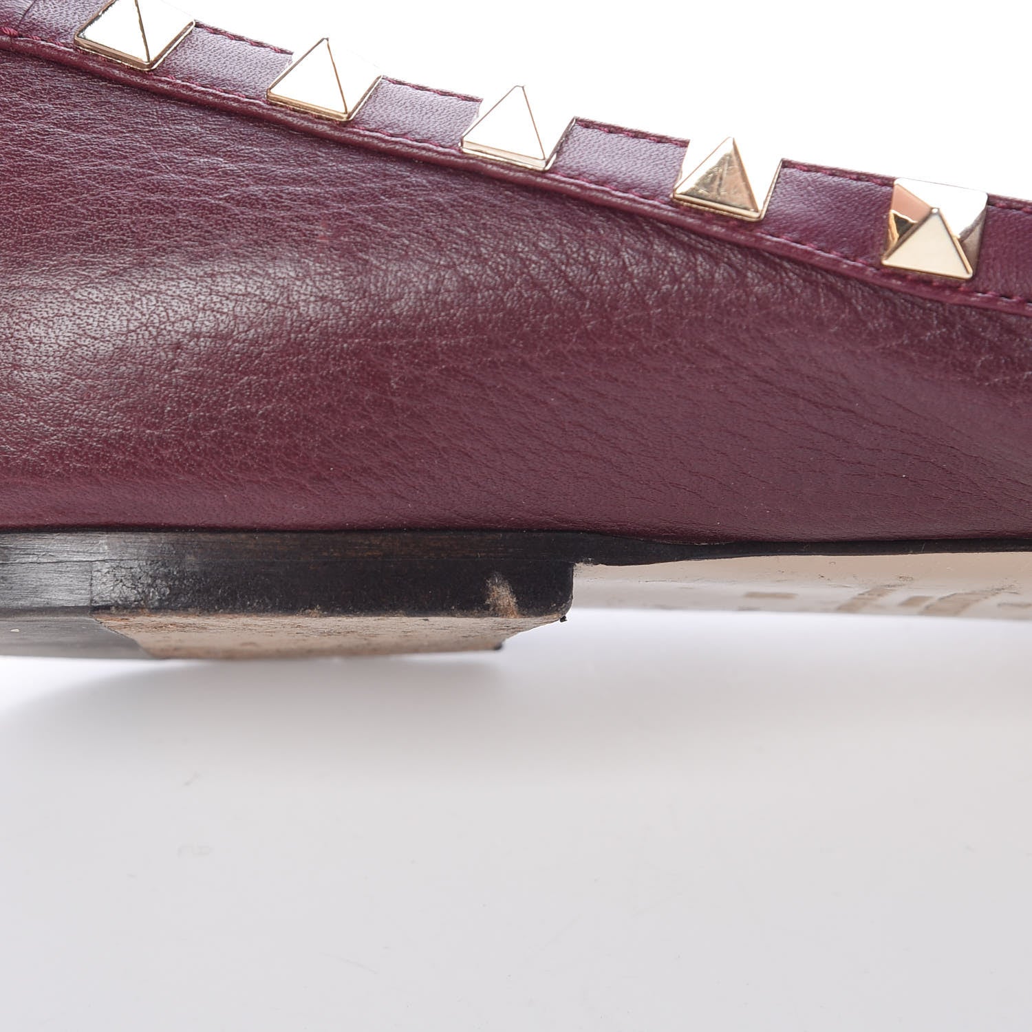 Valentino Garavani Pebbled Calfskin Rockstud Ballerina Flats 38 Rubin 20 of 20
