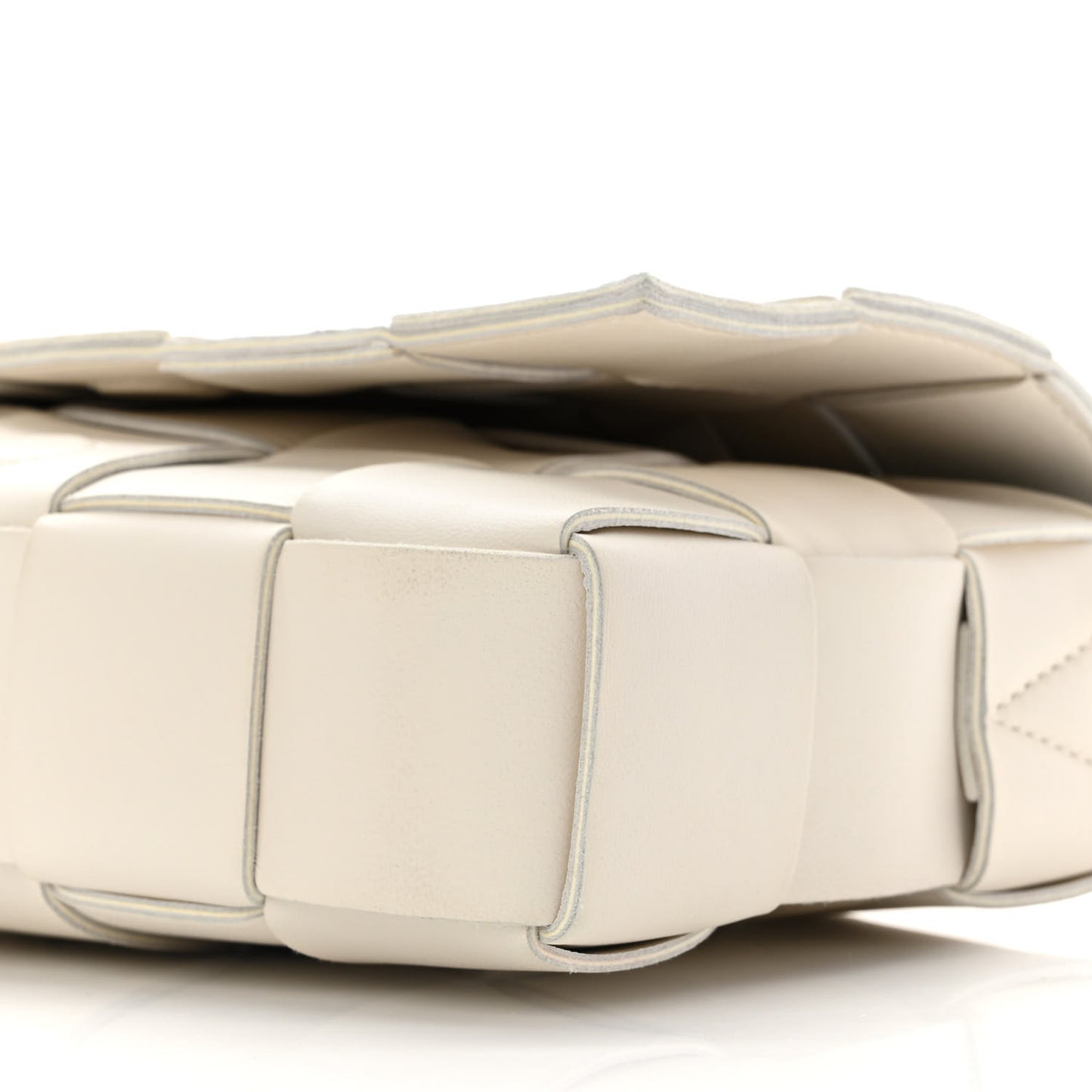 Lambskin Maxi Intrecciato Cassette Crossbody Bag White