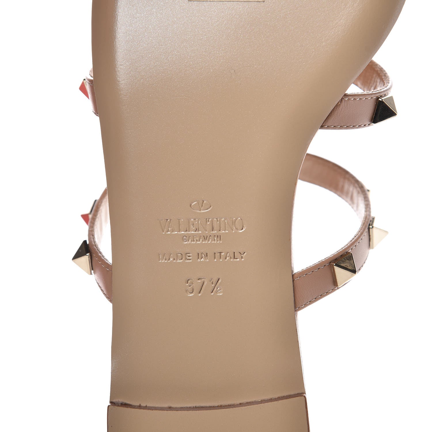 Valentino Garavani Calfskin Rockstud Caged Flat Slide Sandals 37.5 Poudre 7 of 10