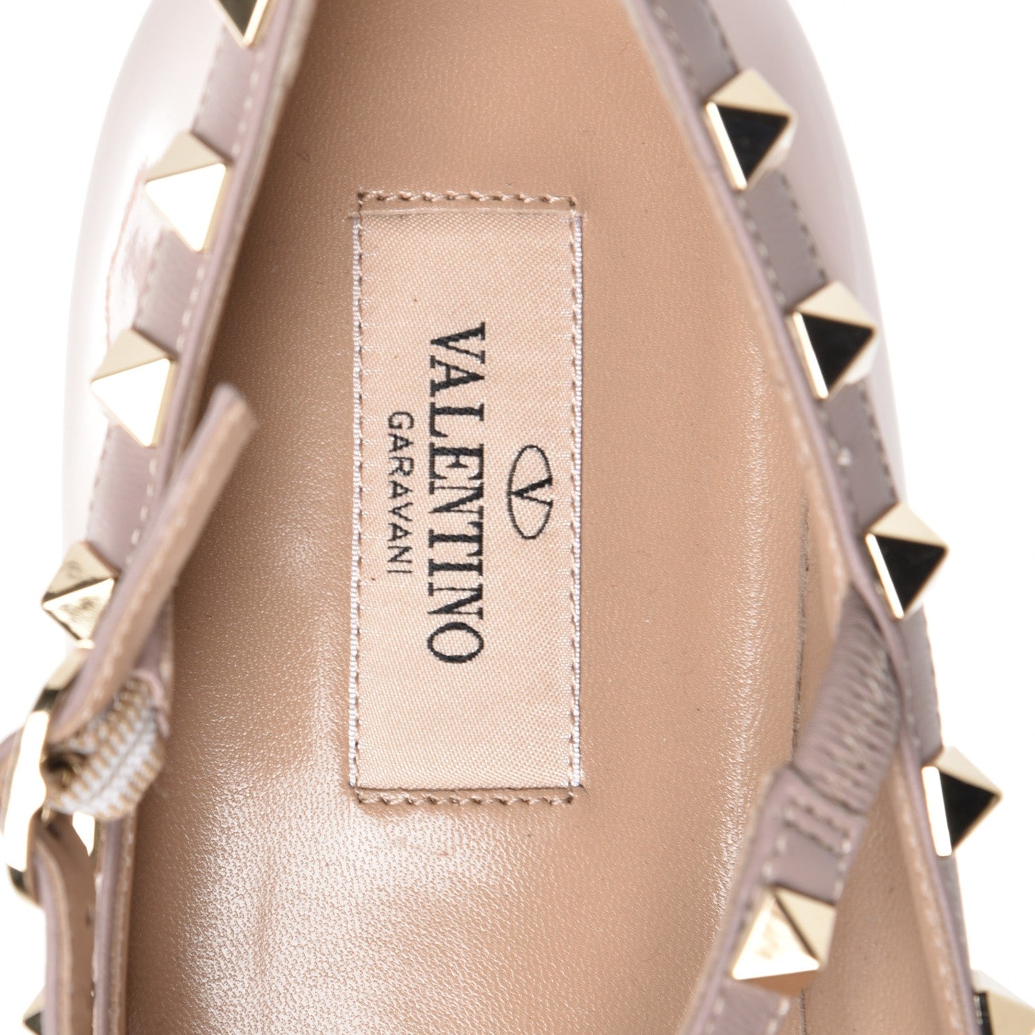 Valentino Garavani Patent Rockstud Cage Ballerina Flats 38.5 Water Rose Poudre 7 of 8