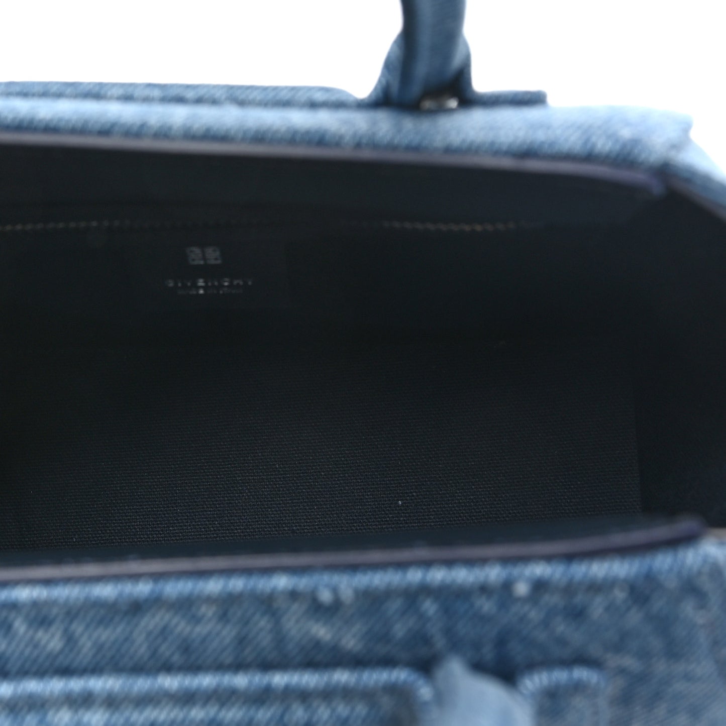 Denim Mini Lock Antigona Shoulder Bag Blue