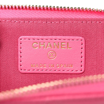 Chanel Caviar Quilted Zipped Key Holder Case Pink 7 of 9