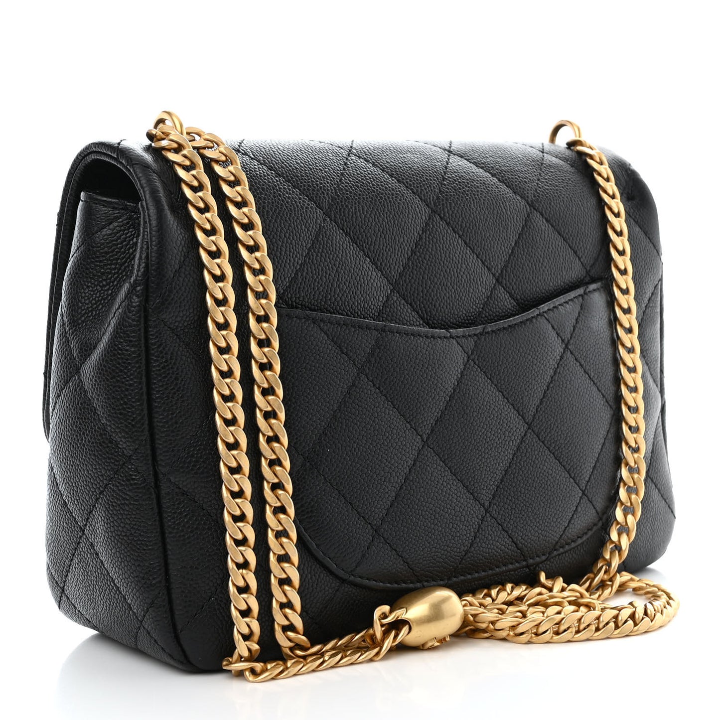 Caviar Quilted Sweetheart Flap Black