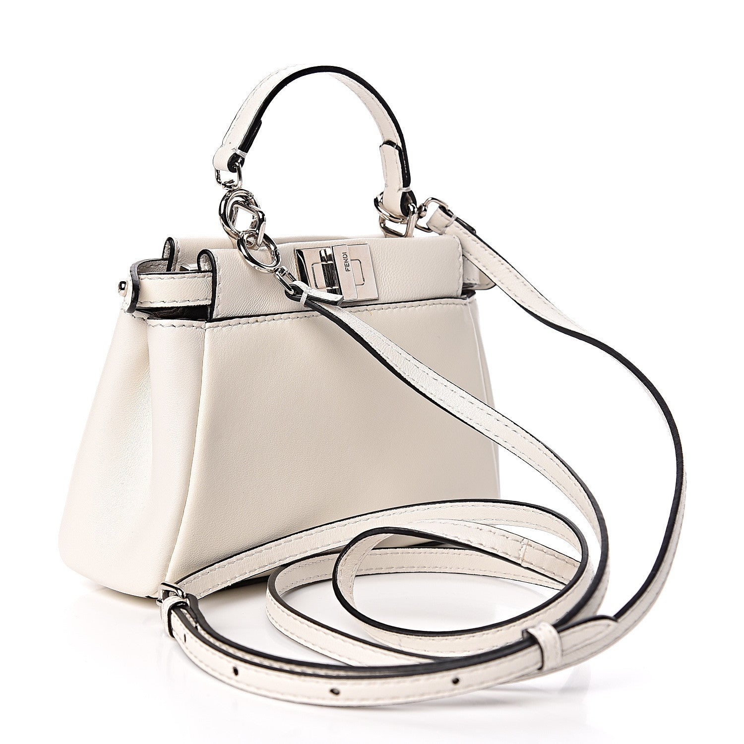 Fendi Shiny Nappa Micro Peekaboo Iconic Satchel White 3 of 10