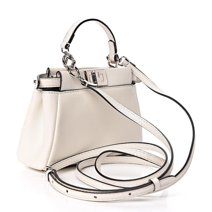 Fendi Shiny Nappa Micro Peekaboo Iconic Satchel White 3 of 10