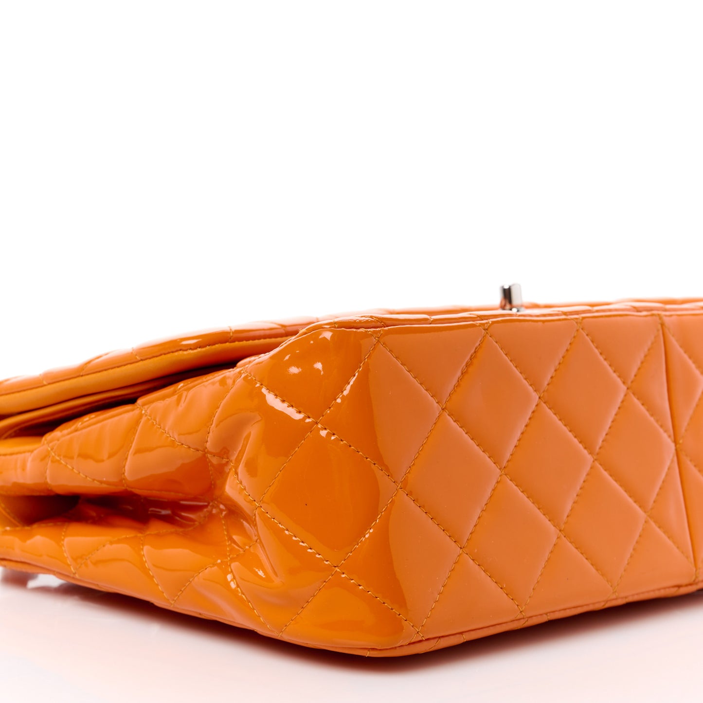 Patent Quilted Jumbo Double Flap Orange