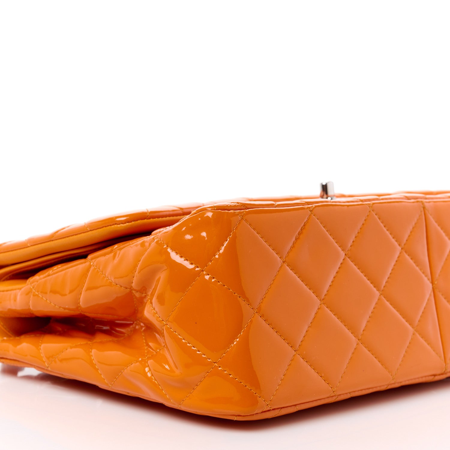 Chanel Patent Quilted Jumbo Double Flap Orange 10 of 11