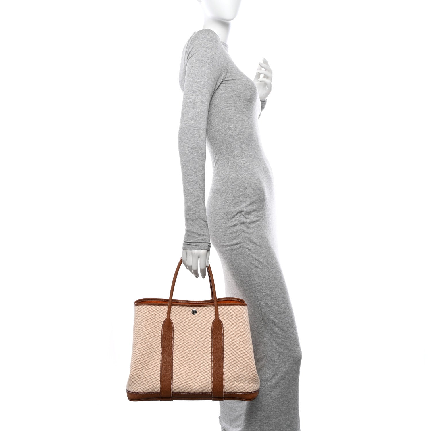 Hermes Twill H Negonda Garden Party 36 MM Tote Ecru Desert Gold 2 of 12