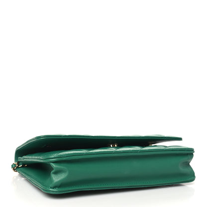 Chanel Lambskin Quilted Wallet On Chain WOC Green 4 of 11