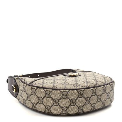 Gucci GG Supreme Monogram Textured Dollar Calfskin Small Ophidia Shoulder Bag Beige Ebony New Acero 4 of 11