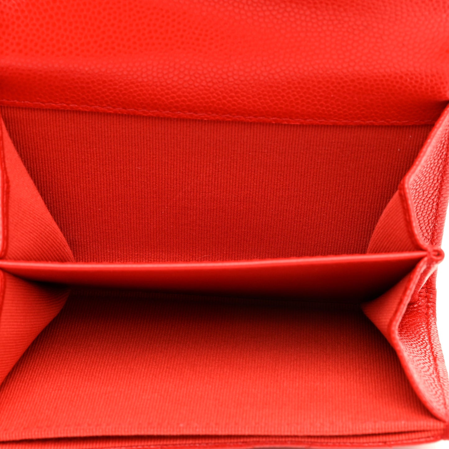 Caviar Quilted Flap Card Holder Chain Wristlet Red