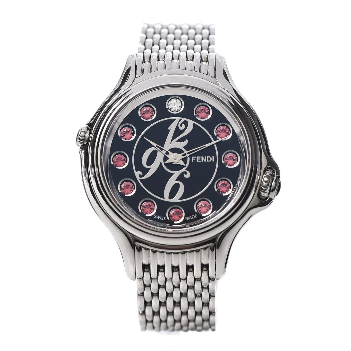 Stainless Steel Diamond Topaz 38mm Crazy Carats Quartz Watch Black