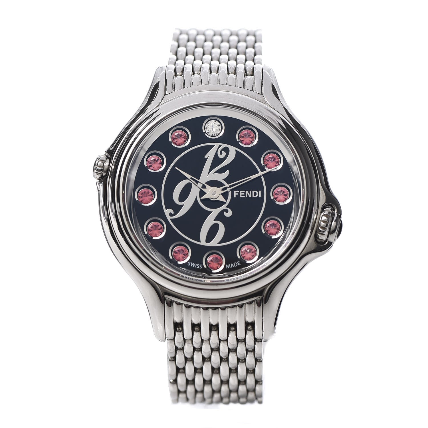 Fendi Stainless Steel Diamond Topaz 38mm Crazy Carats Quartz Watch Black 2 of 8