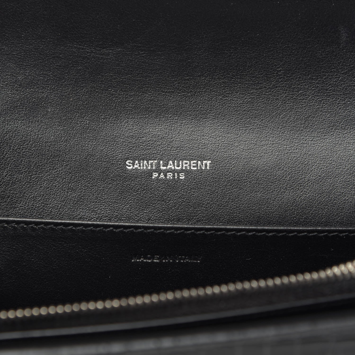 Saint Laurent Calfskin Crocodile Embossed Monogram Uptown Crossbody Black 6 of 9
