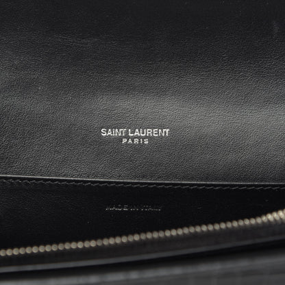 Saint Laurent Calfskin Crocodile Embossed Monogram Uptown Crossbody Black 6 of 9