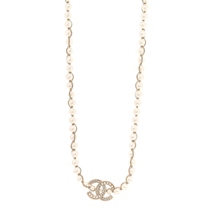 Chanel Metal Pearl Chain CC Long Necklace Gold 1 of 3