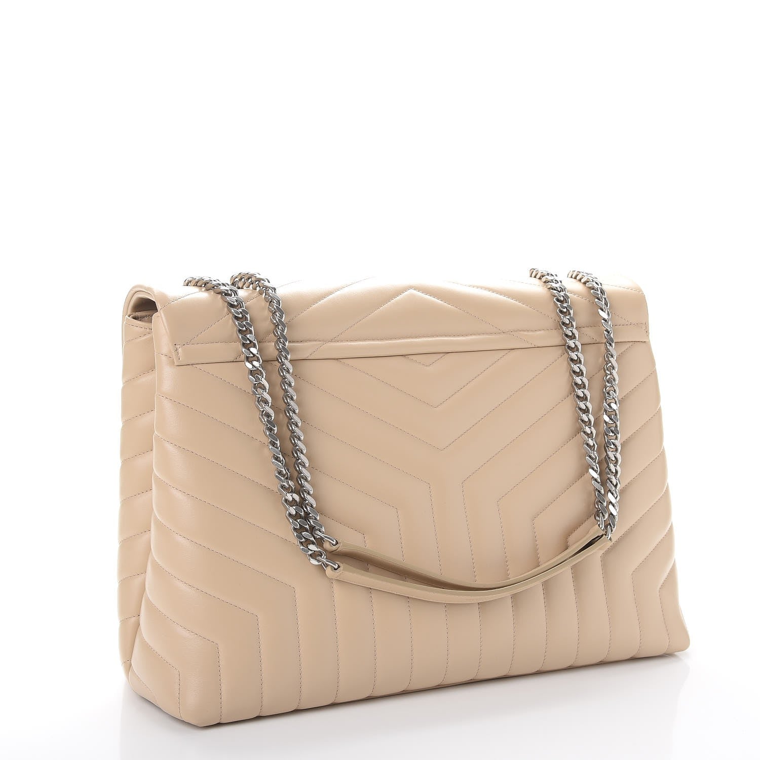 Saint Laurent Calfskin Y Quilted Monogram Large Loulou Chain Satchel Nude Powder 2 of 7