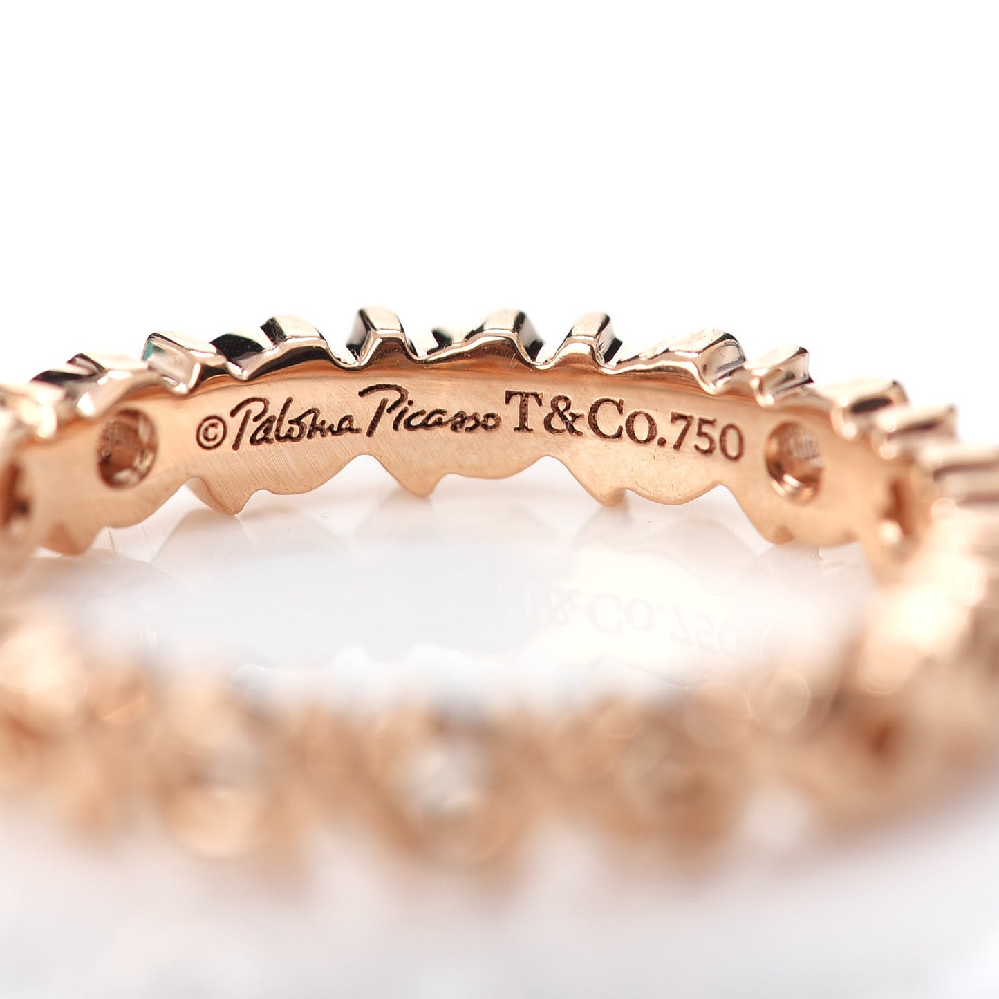 18K Rose Gold Diamond Paloma Picasso Graffiti Narrow Love and Kisses Ring 52 6
