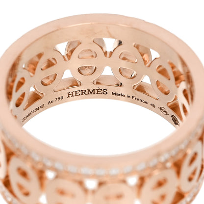 Hermes 18K Rose Gold Diamond PM Chaine d'Ancre Divine Ring 49 5 4 of 5