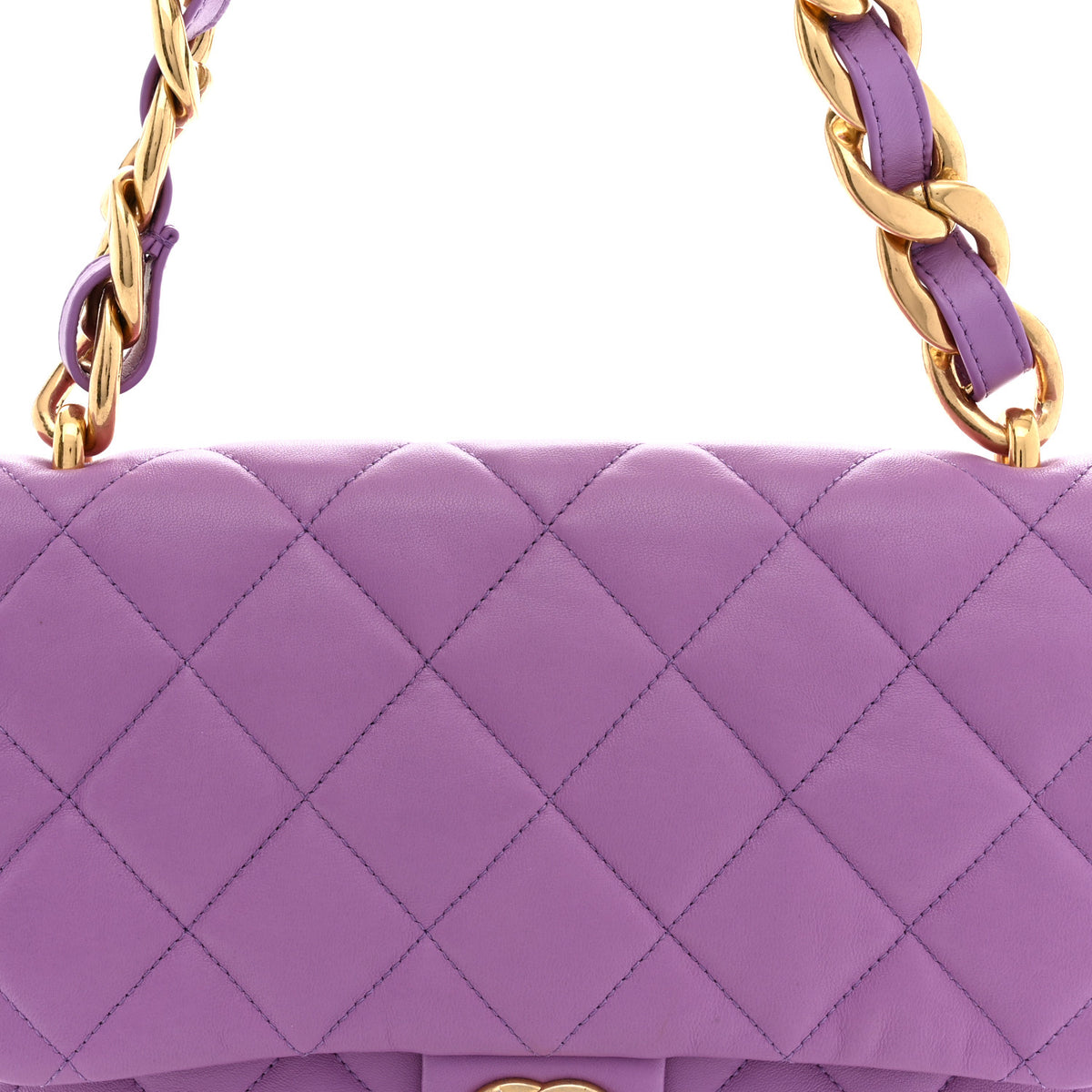 Lambskin Quilted Large CC Funky Town Flap Purple