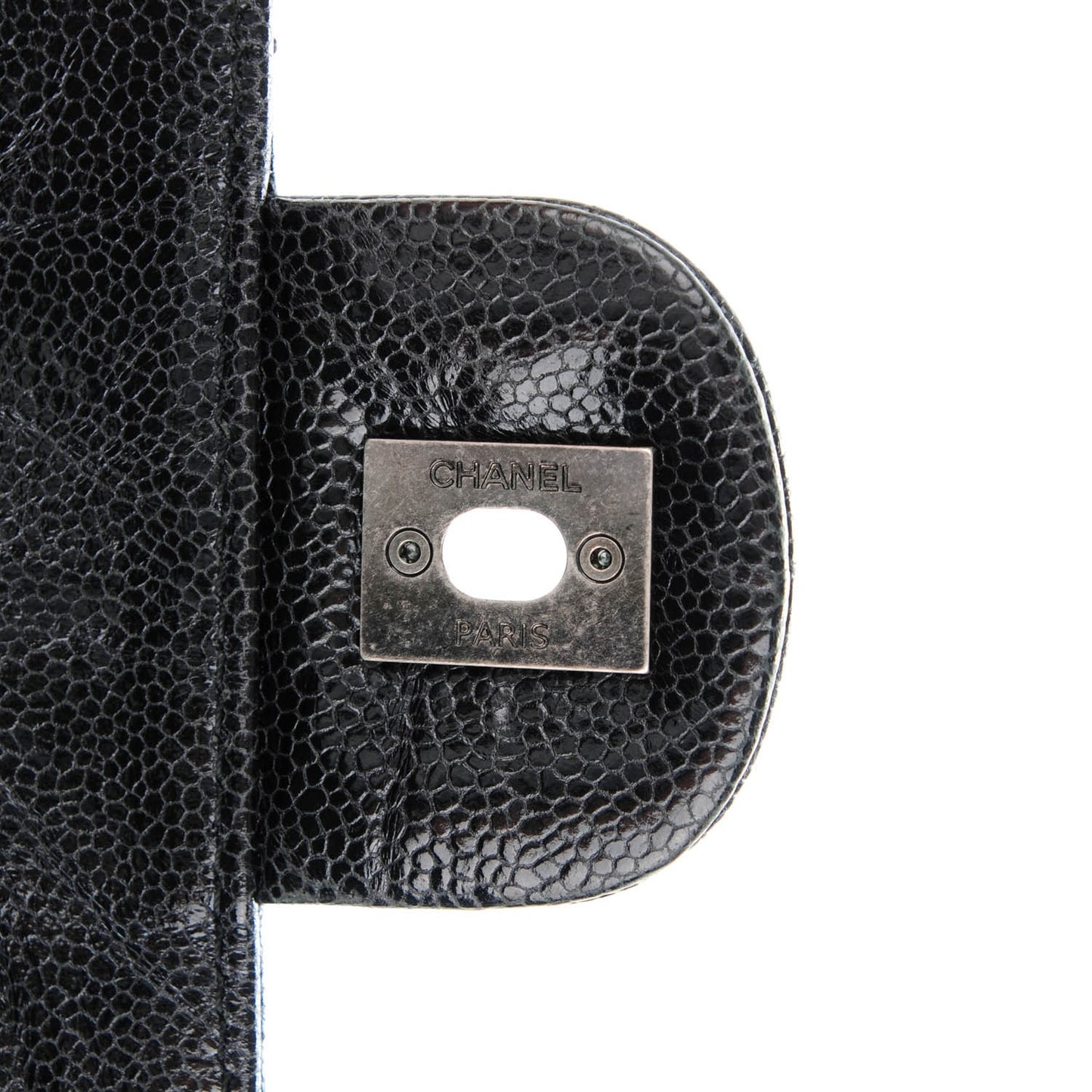 Crumpled Grained Calfskin Jumbo CC Crave Flap Black