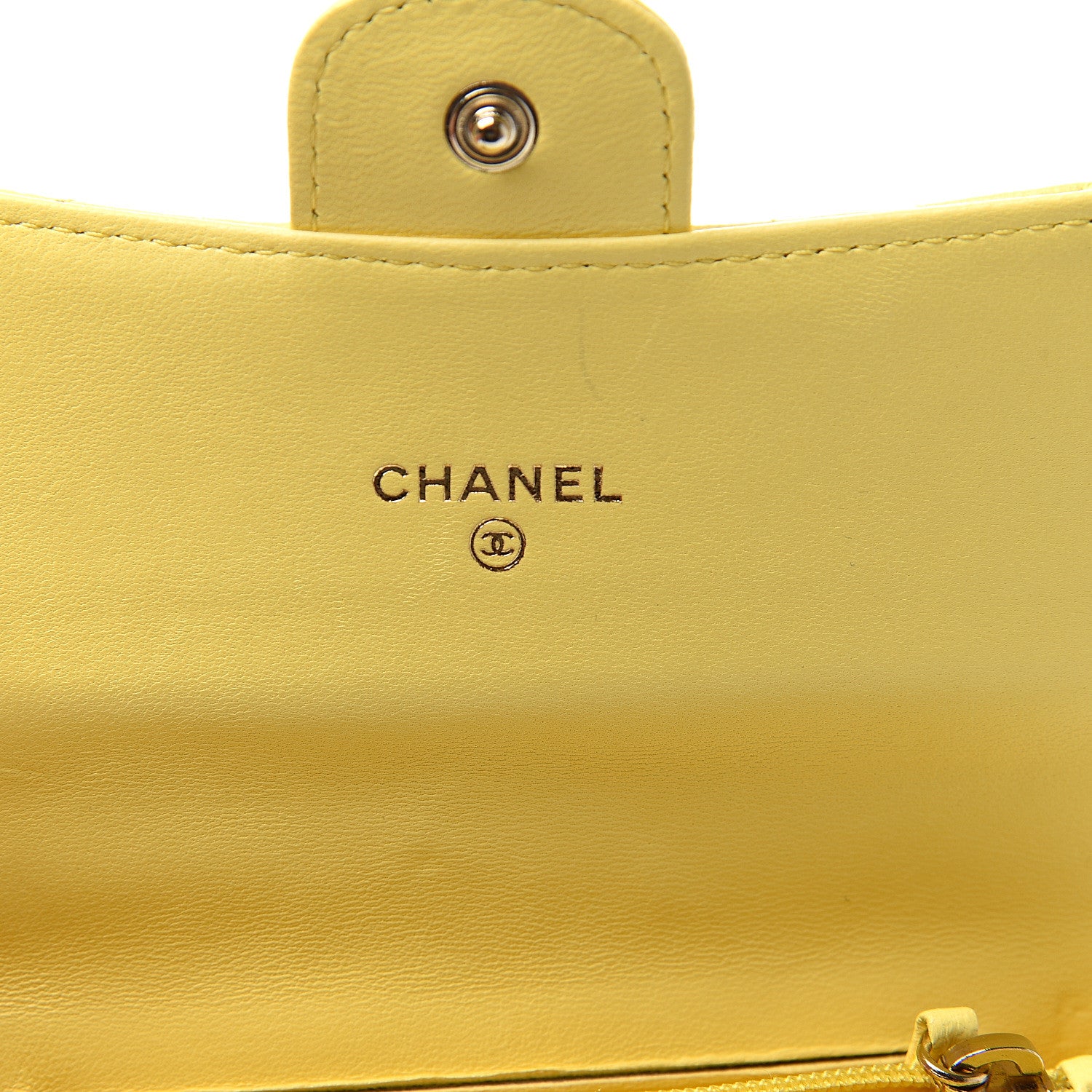 Chanel Lambskin Quilted Small Flap Wallet Yellow 5 of 10