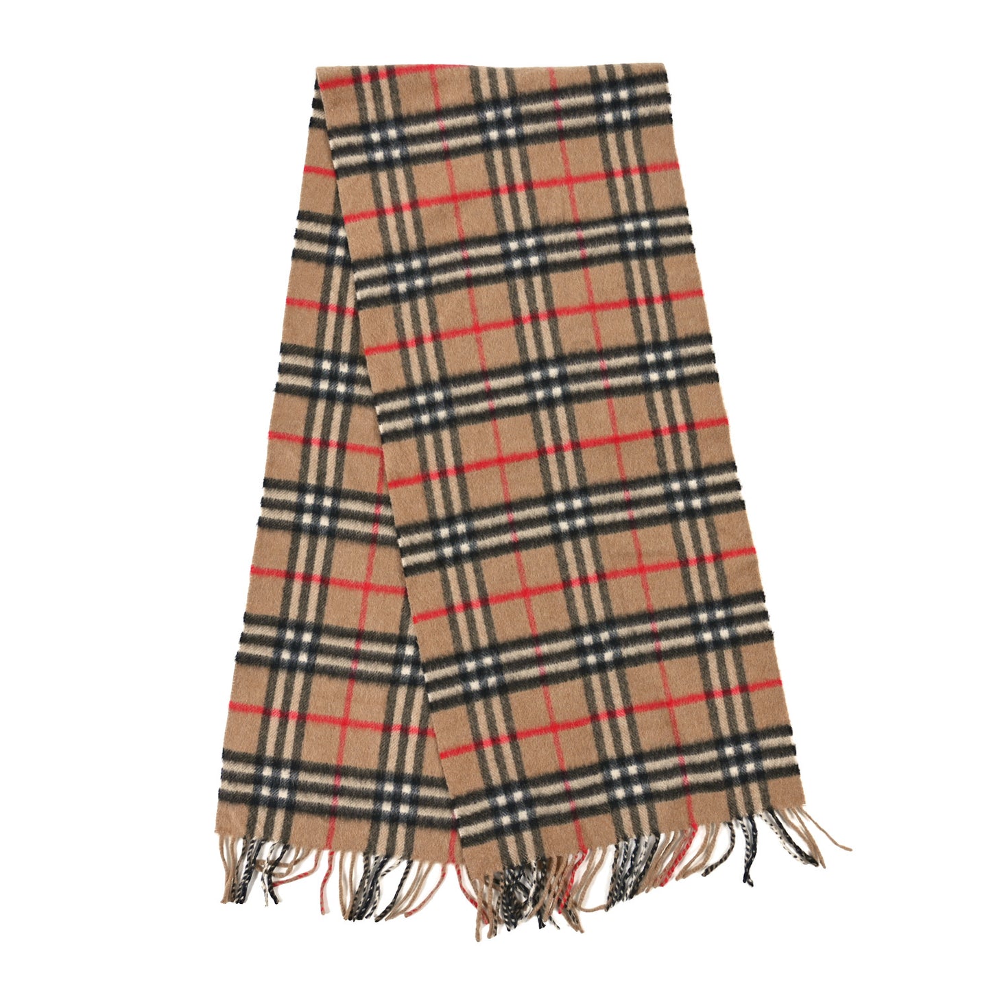 Cashmere Check Fringe Scarf Archive Beige