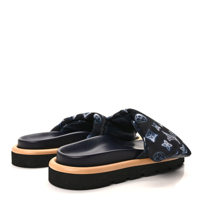 Louis Vuitton Nylon Monogram Womens Pool Pillow Comfort Mules 38 Navy Blue 4 of 8