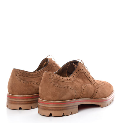 Christian Louboutin Veau Velours Mens Charlie Me Flat Oxfords 44 Brown 4 of 8