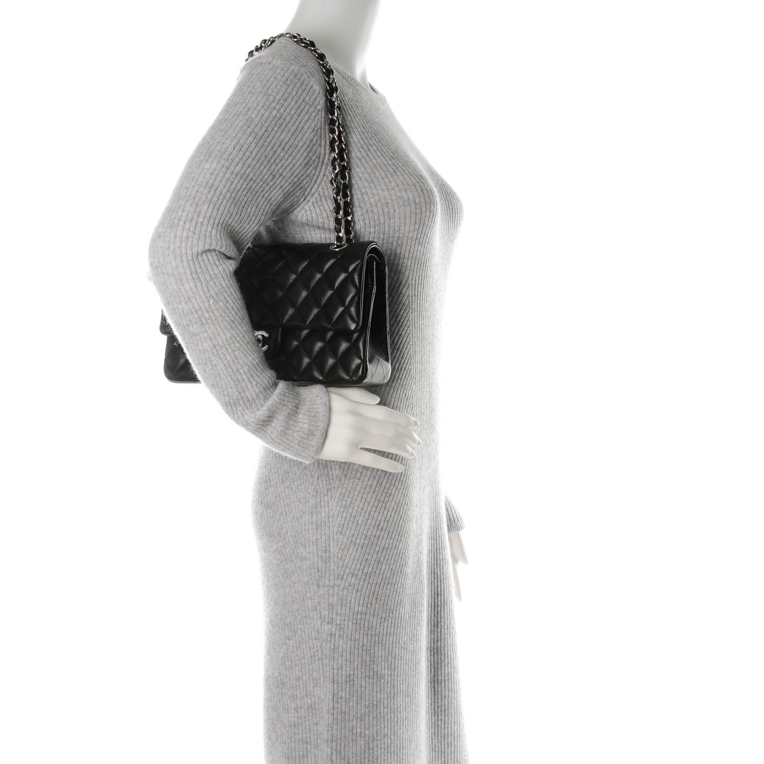 Chanel Lambskin Quilted Medium Double Flap Black 2 of 7