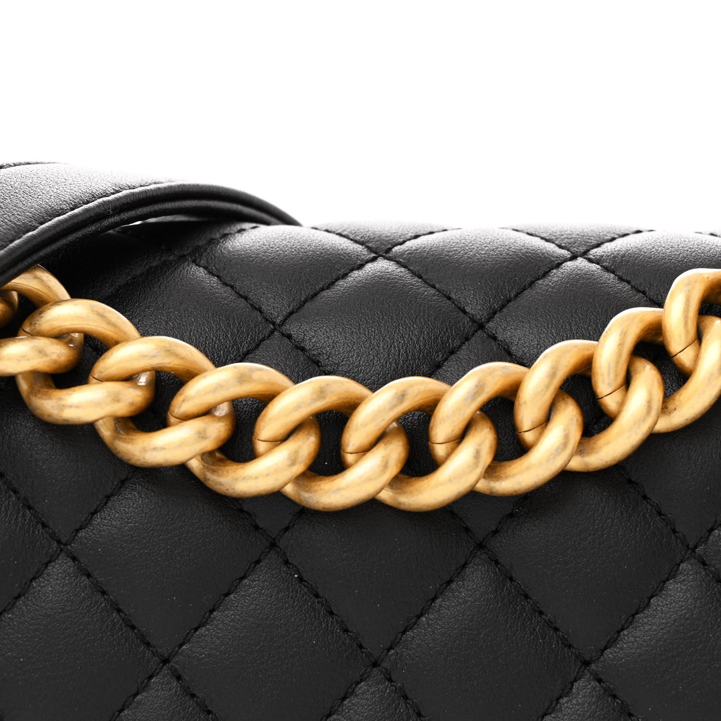 Calfskin Quilted Small Boy Flap Black