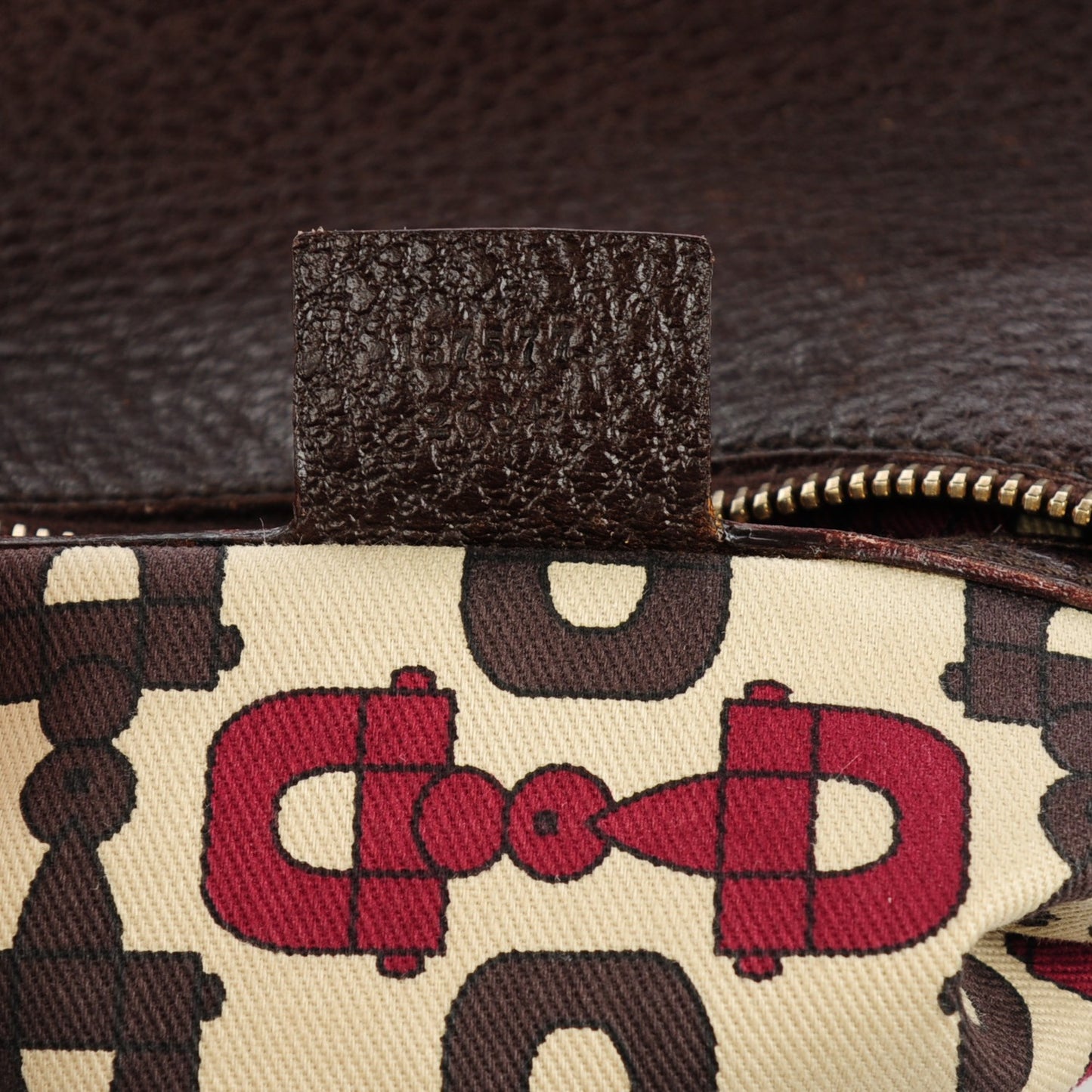 Pebbled Calfskin Half Moon Bamboo Ring Hobo Dark Brown