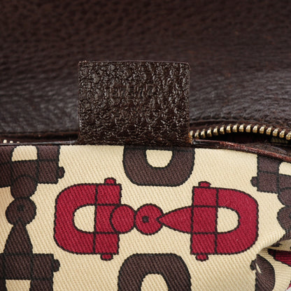 Gucci Pebbled Calfskin Half Moon Bamboo Ring Hobo Dark Brown 7 of 7