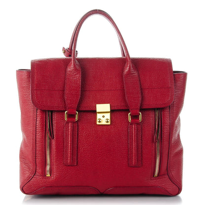 3.1 Phillip Lim 3.1 Textured Calfskin Large Pashli Satchel Crimson 1 of 7