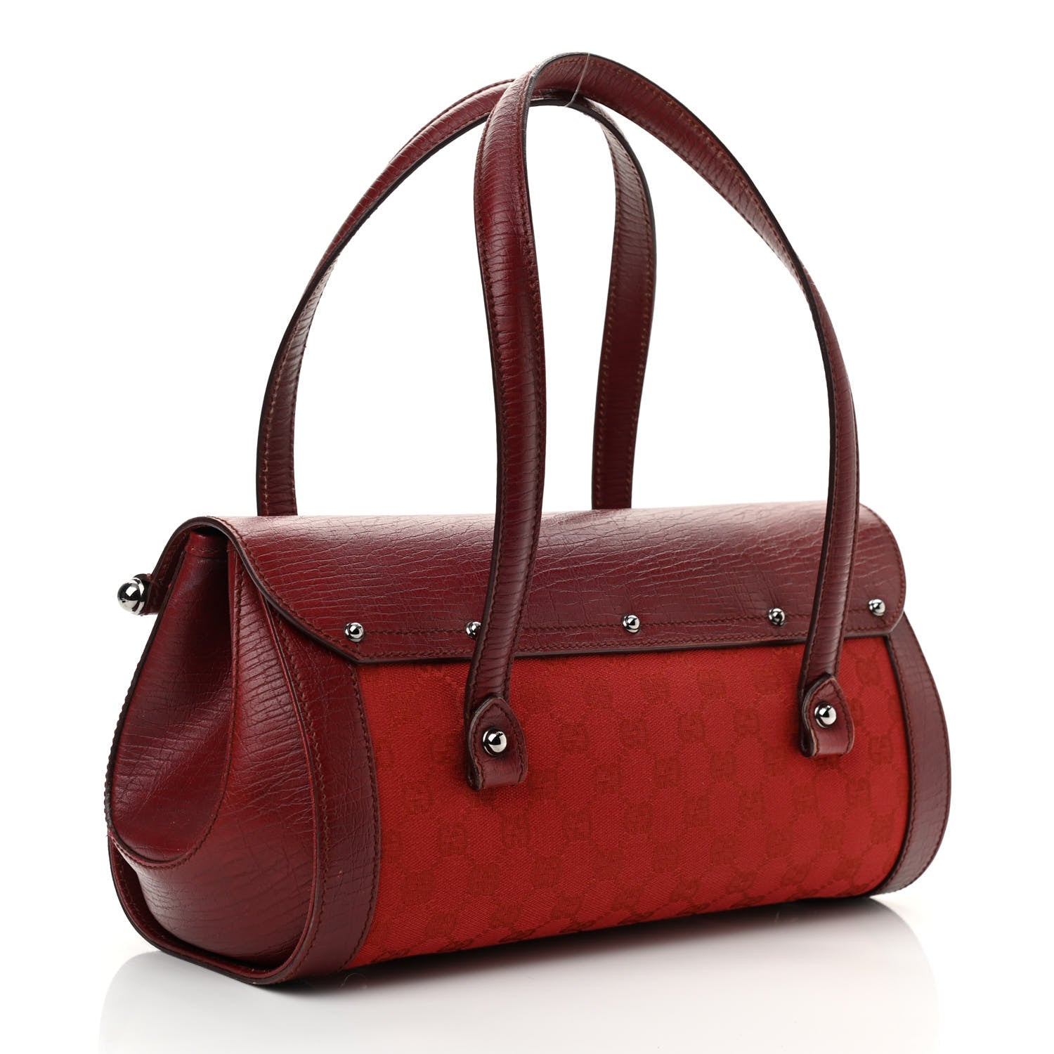 Gucci Monogram Bamboo Bullet Bag Red 3 of 17