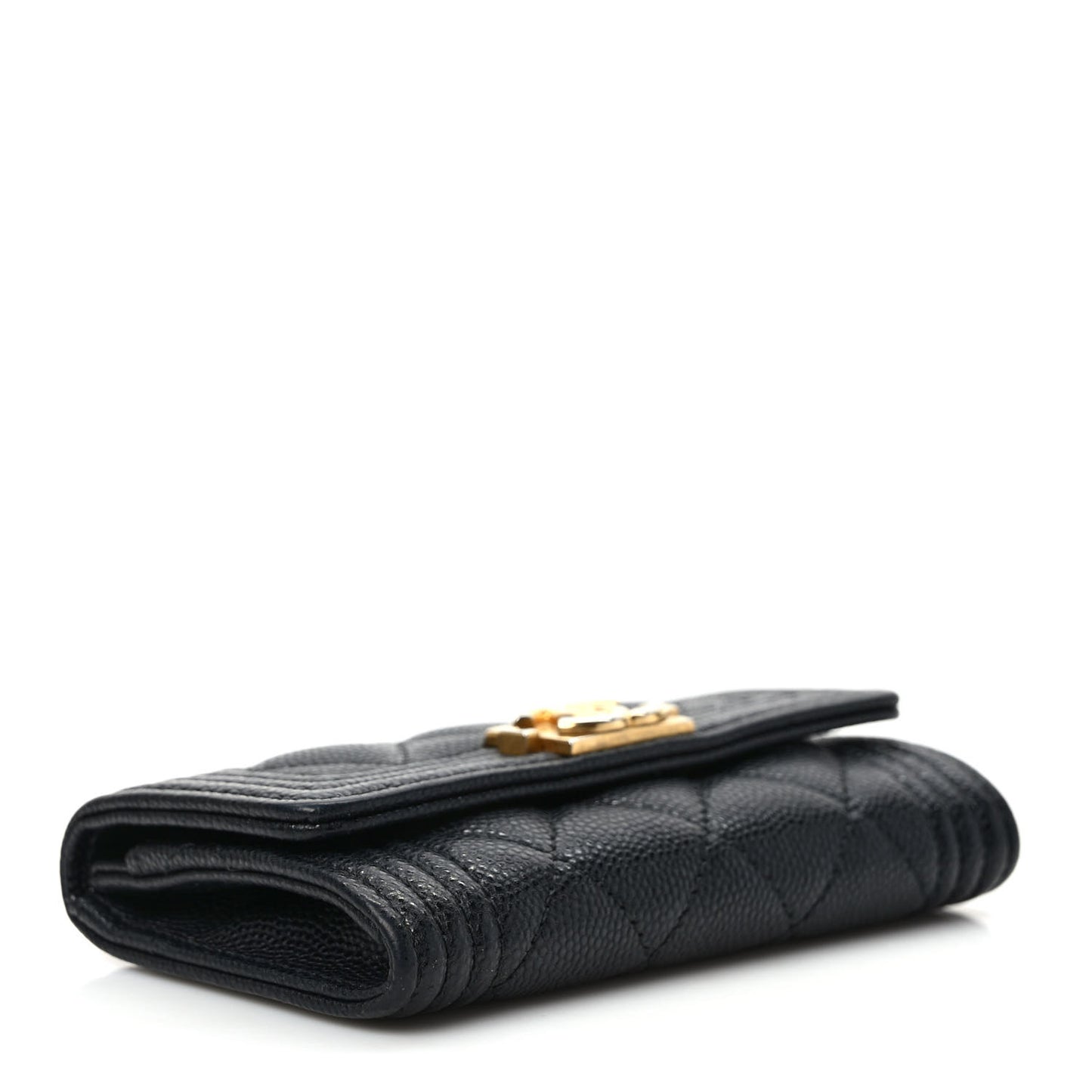 Caviar Quilted Boy Flap Card Holder Black