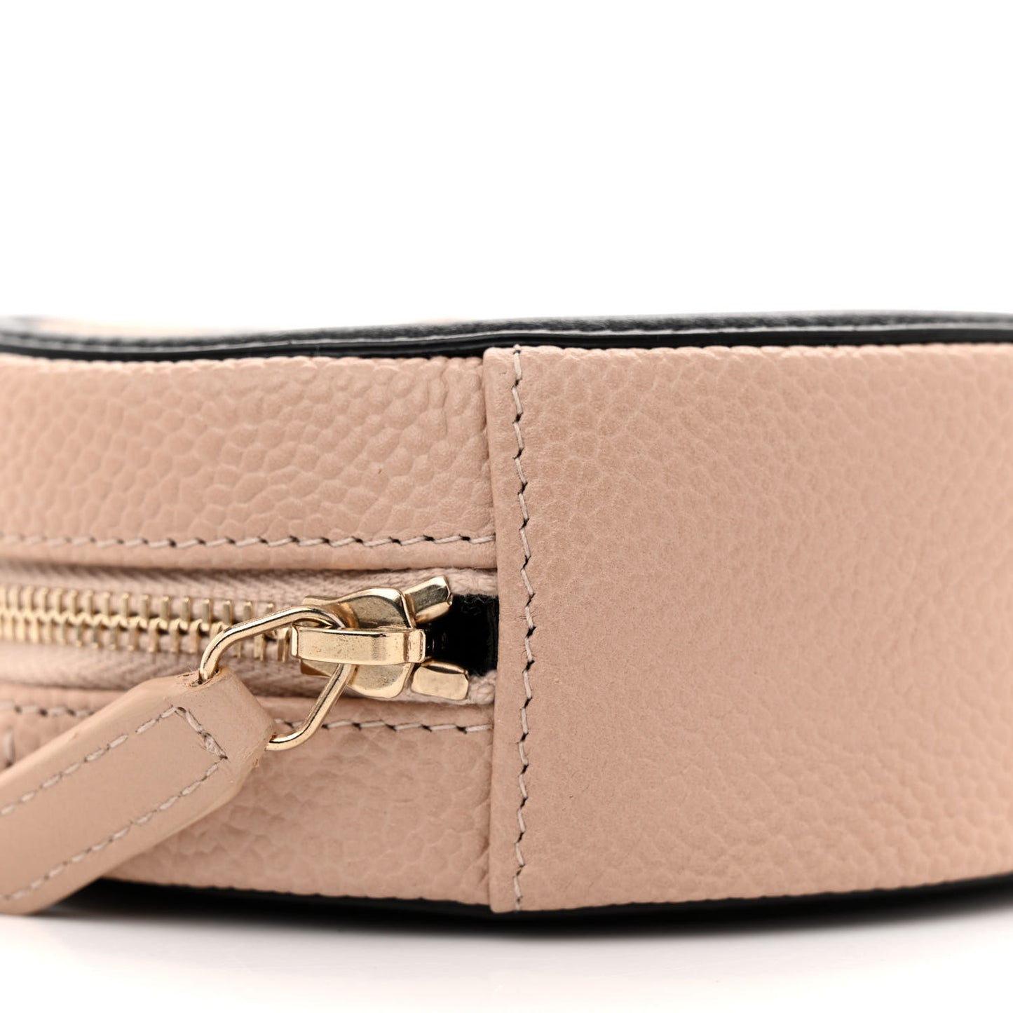 Caviar Quilted Round Filigree Crossbody Beige Black