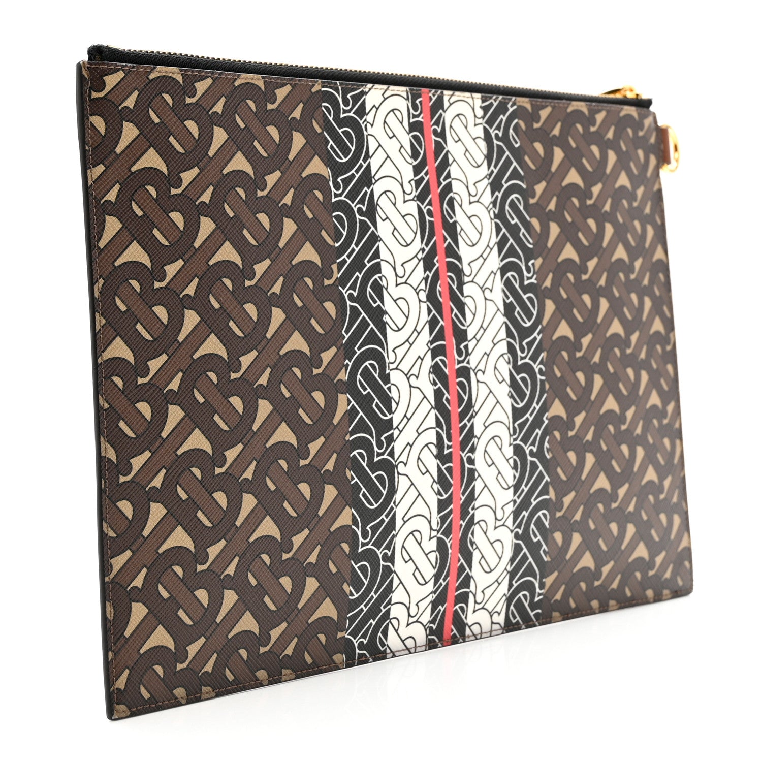 Burberry E-Canvas Monogram Stripe Zip Pouch Bridle Brown 3 of 6