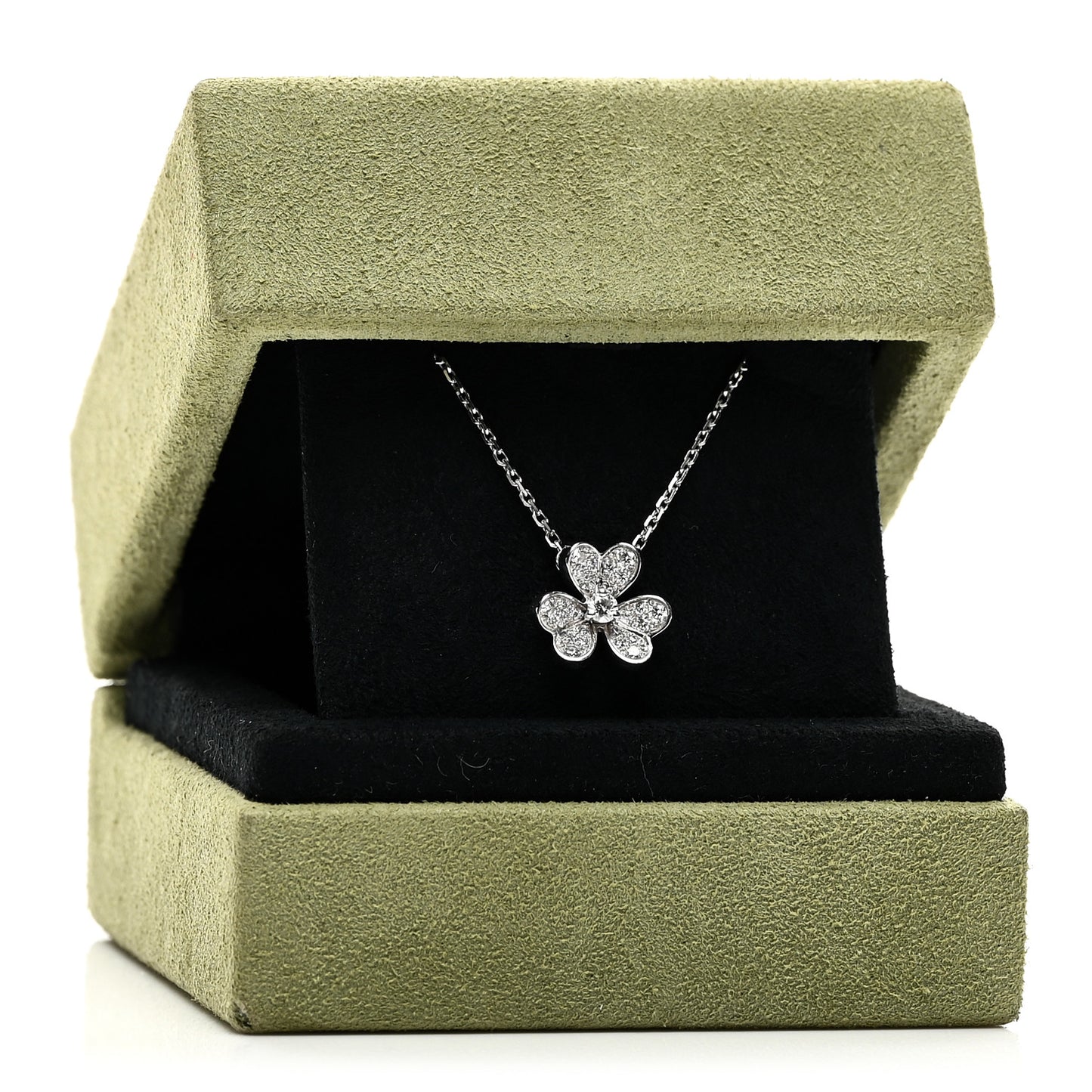 18K White Gold Diamond Mini Frivole Pendant Pave Necklace