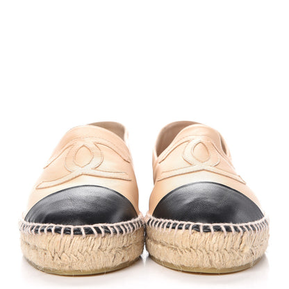 Chanel Lambskin CC Espadrilles 41 Beige Black 2 of 11