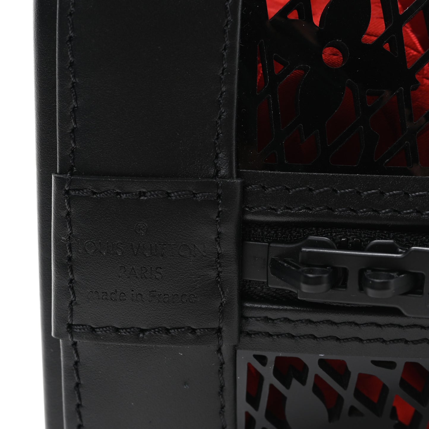 Patent Calfskin Laced Monogram Alma PM Black